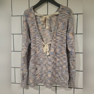 UO Urban Outfitters Kimchi Blue/Orange Open Back With Ribbon Tie Comfy Sweater